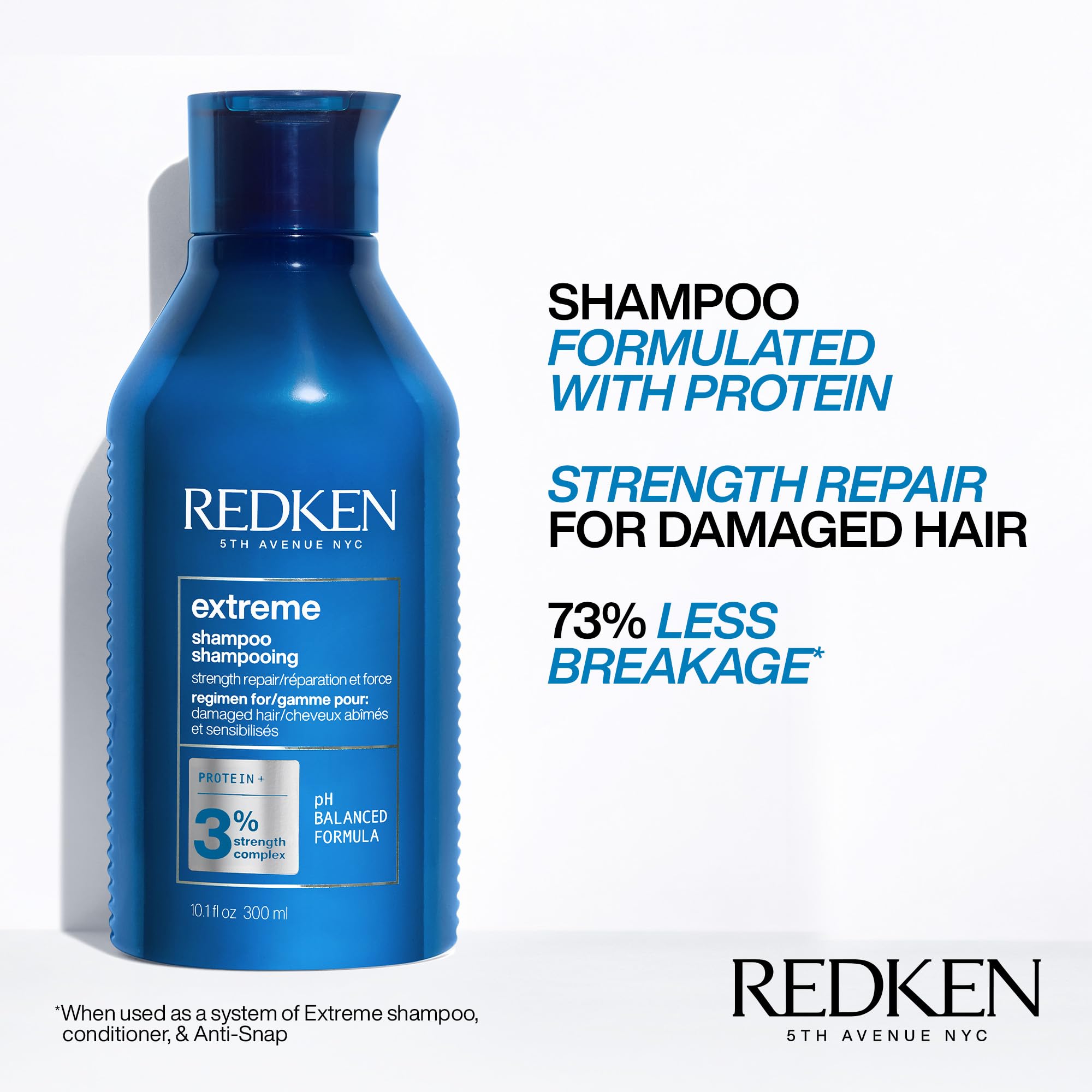 Redken Extreme shampoo lather texture demonstrating rich foam and gentle cleansing