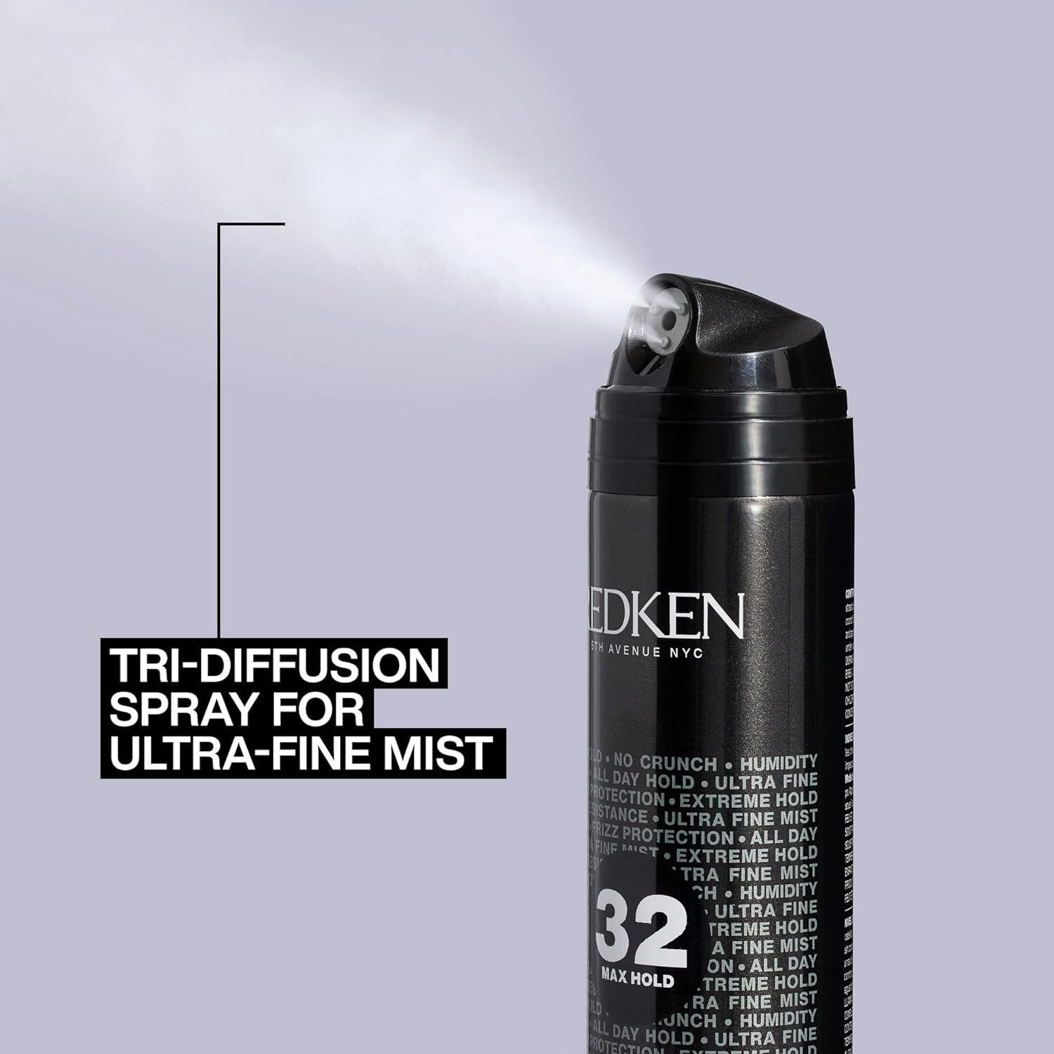 Redken 9 oz can next to hand for scale to illustrate travel-friendly size