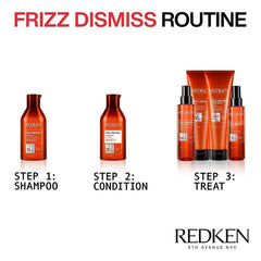 Styled hair after using Redken serum showing smoothness and humidity protection