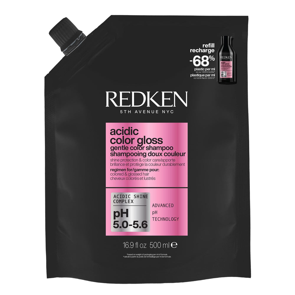 Redken front bottle showing label and glossy color protection benefit