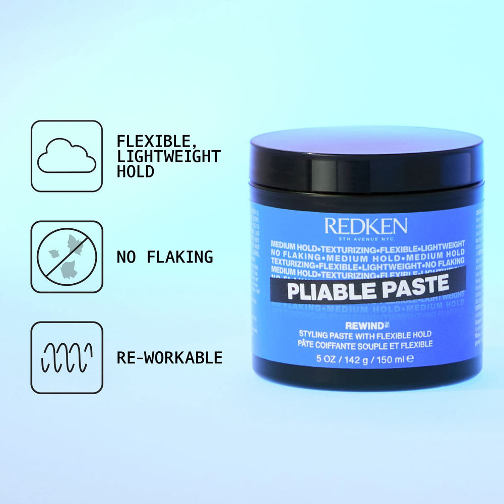 Redken paste in hand demonstrating easy application and reworkable hold