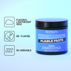 Redken paste in hand demonstrating easy application and reworkable hold
