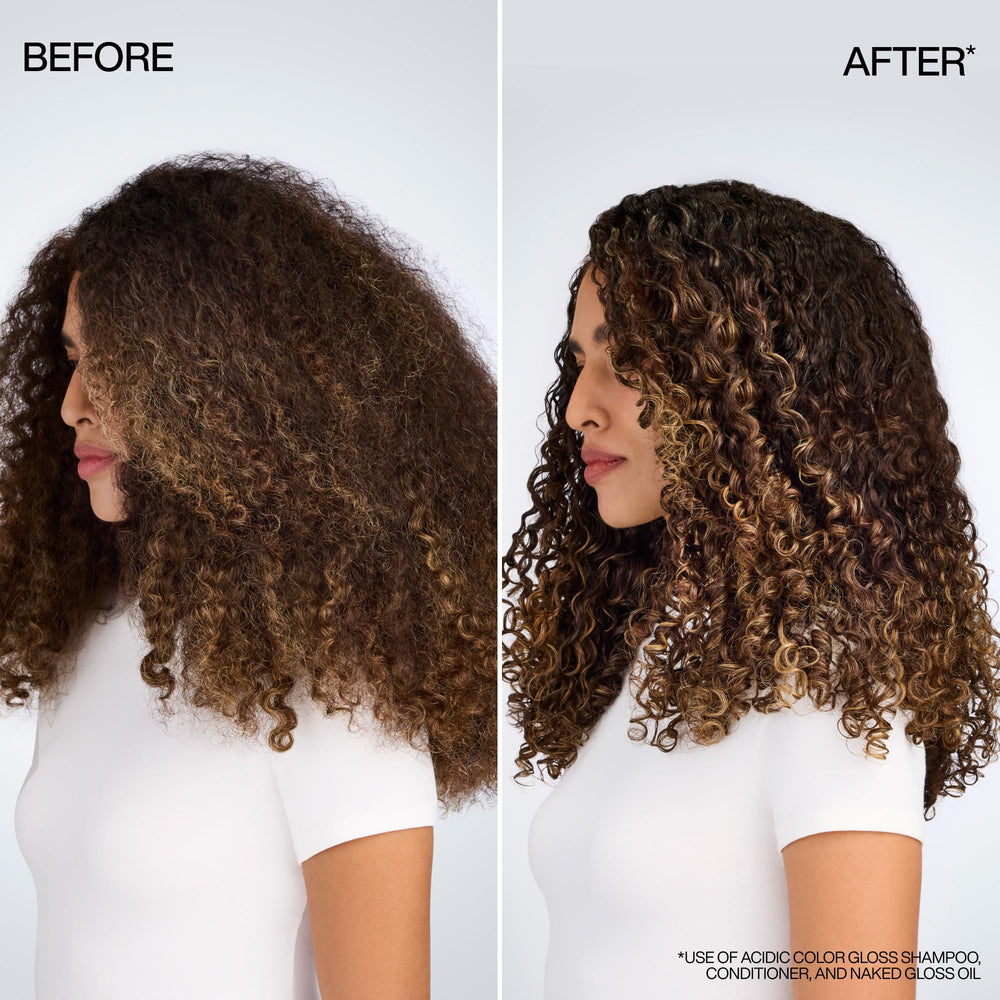 Redken being applied to damp hair to protect and prep for smooth styling