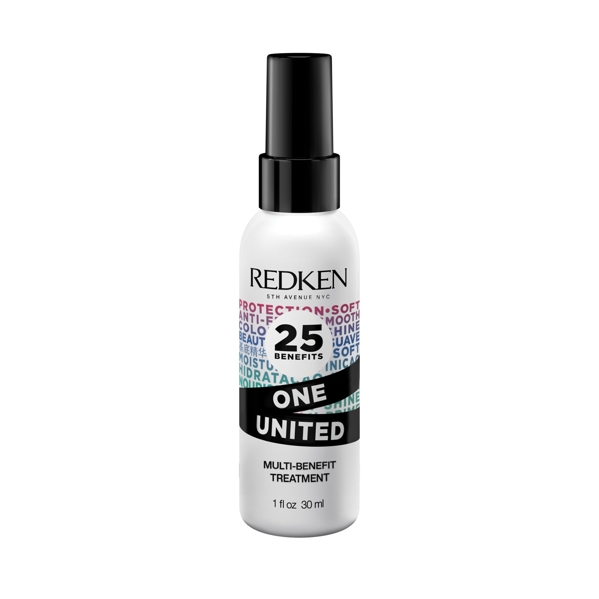 Redken One United front bottle showing label and compact size for travel