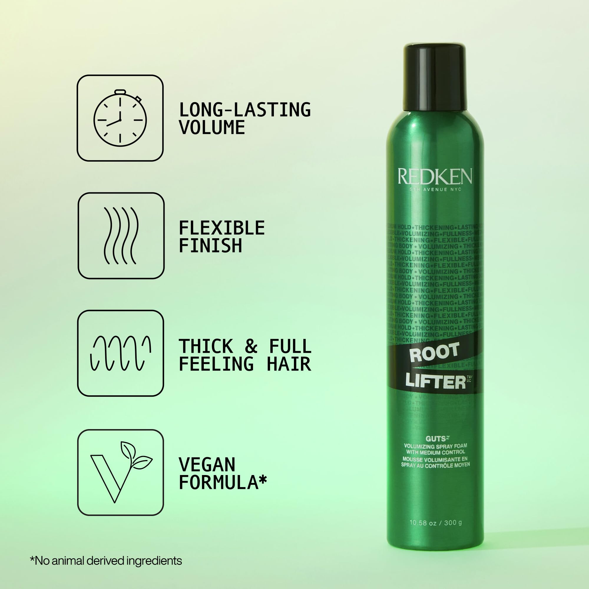 Close-up of Redken Root Lifter foam texture highlighting lightweight hold