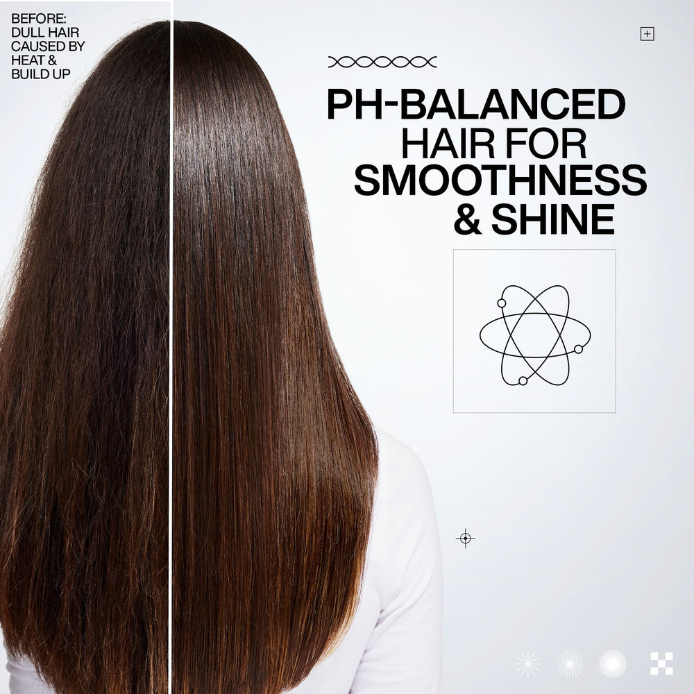 Redken shiny hair close-up showing visible salon-like gloss and smoothness
