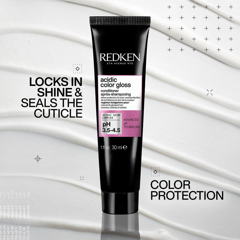 Redken side label close-up showing formulation details and benefits