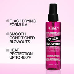 Redken spray mist closeup demonstrating fine even application for faster drying