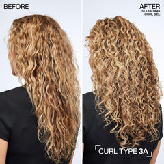 Redken styled curly hair in lifestyle scene showing defined frizz‑resistant curls