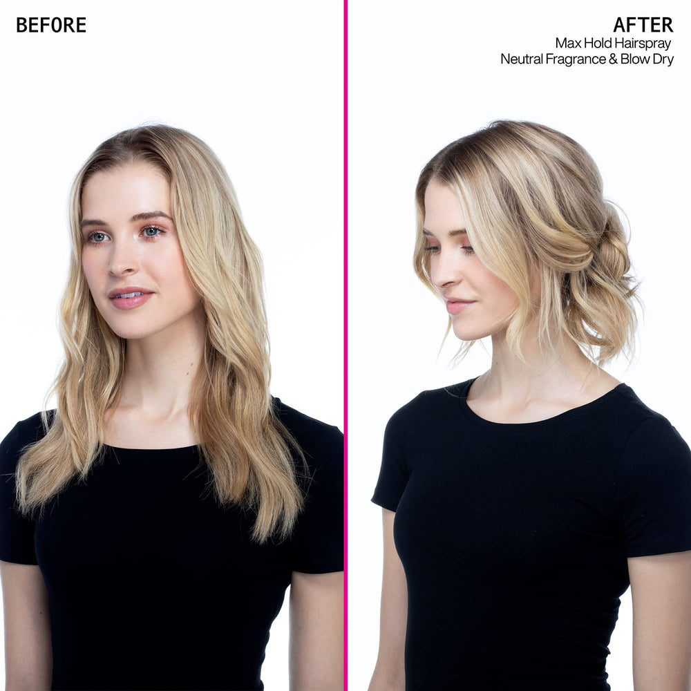 Fine mist spray from Redken Triple Pure 32 on hair showing lightweight coverage and hold