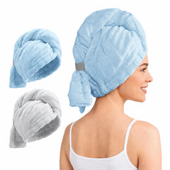 REDKISS front view of blue gray towel set showing packaging and colors for easy choice