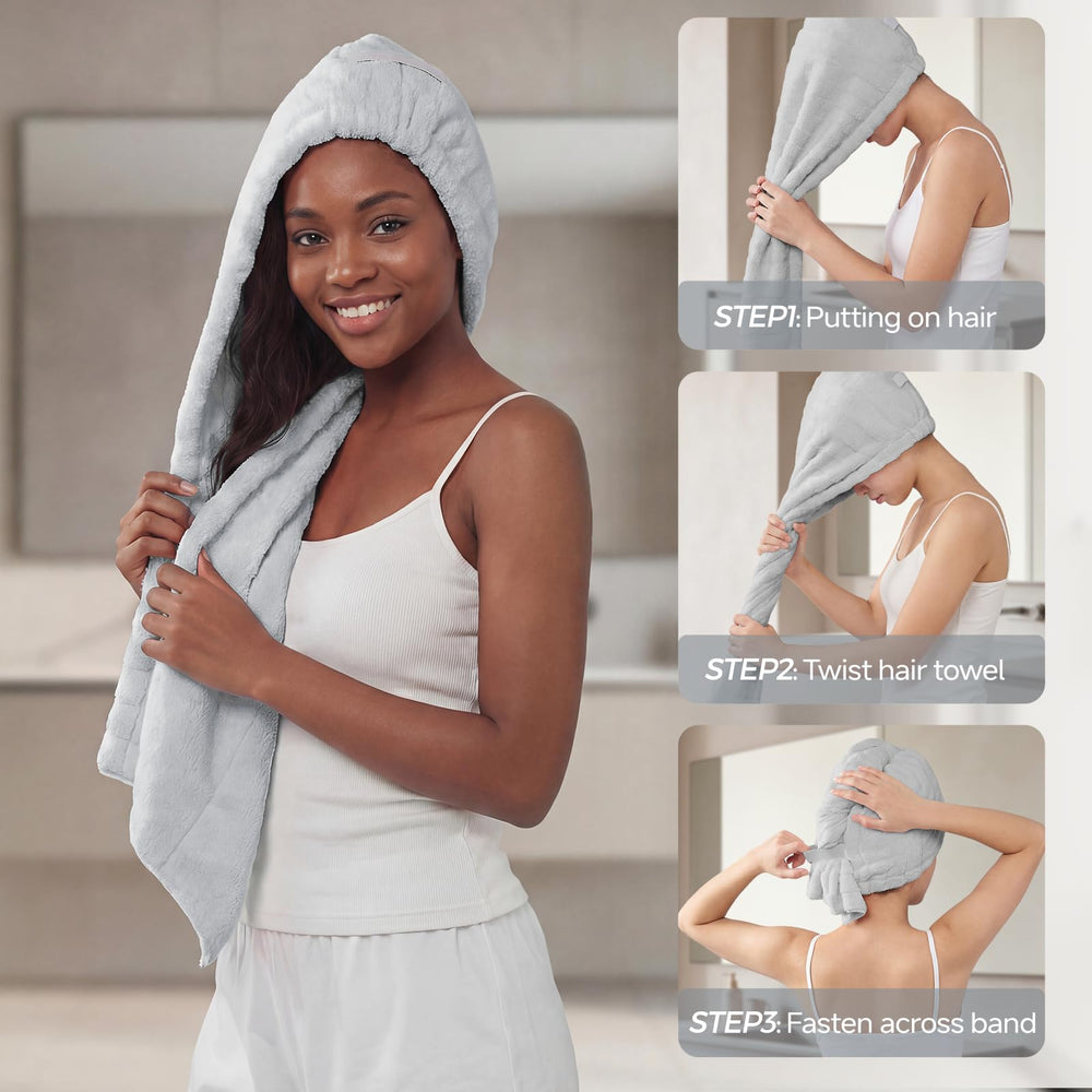 REDKISS towel folded beside a ruler showing extra-large size for thick hair