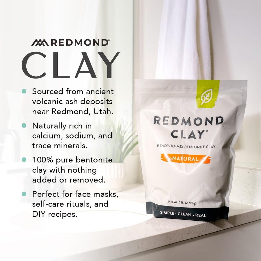Redmond Clay applied as a facial mask demonstrating smooth application
