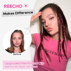 REECHO close view of sewn snap clip attachment, ensures secure all-day hold
