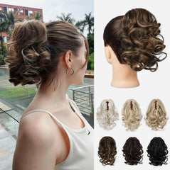 REECHO front view of chocolate brown ponytail showing natural finish and quick styling benefit