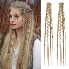 REECHO front packaging showing medium blonde clip‑in braids and beads for instant style