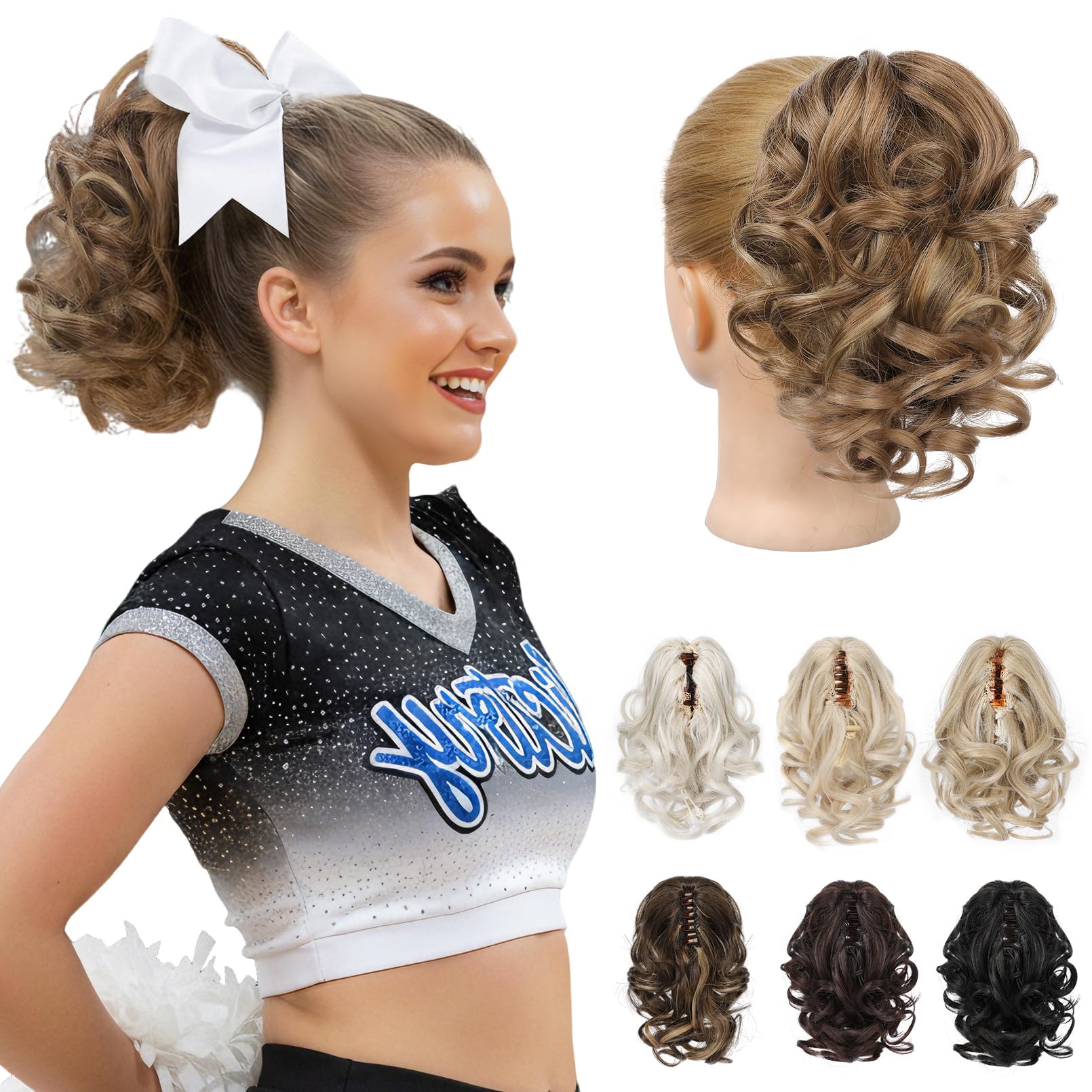 REECHO front view of 9-inch ponytail showing natural volume benefit