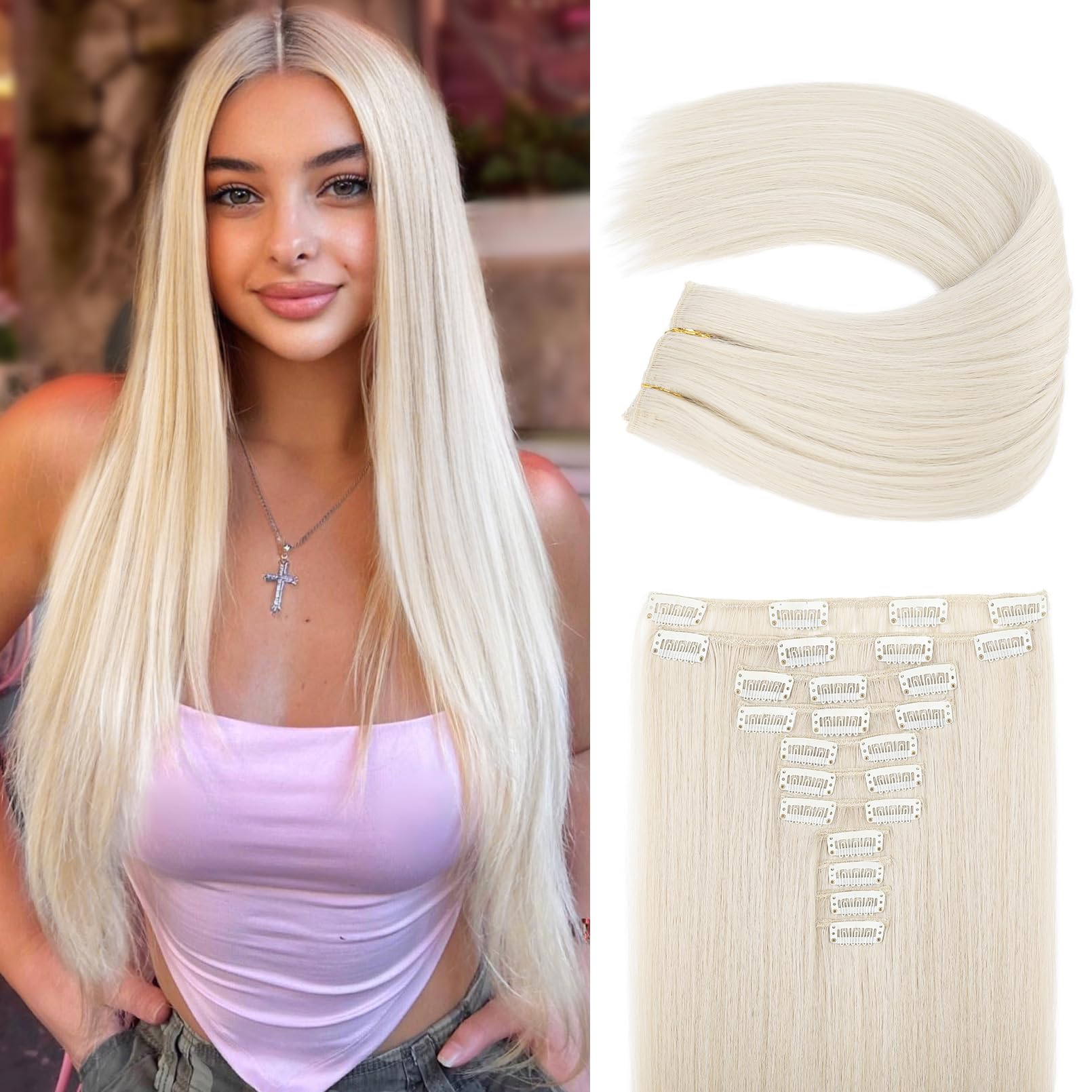 REECHO front view of platinum blonde 11PCS set showing full kit and packaging benefit instant transformation