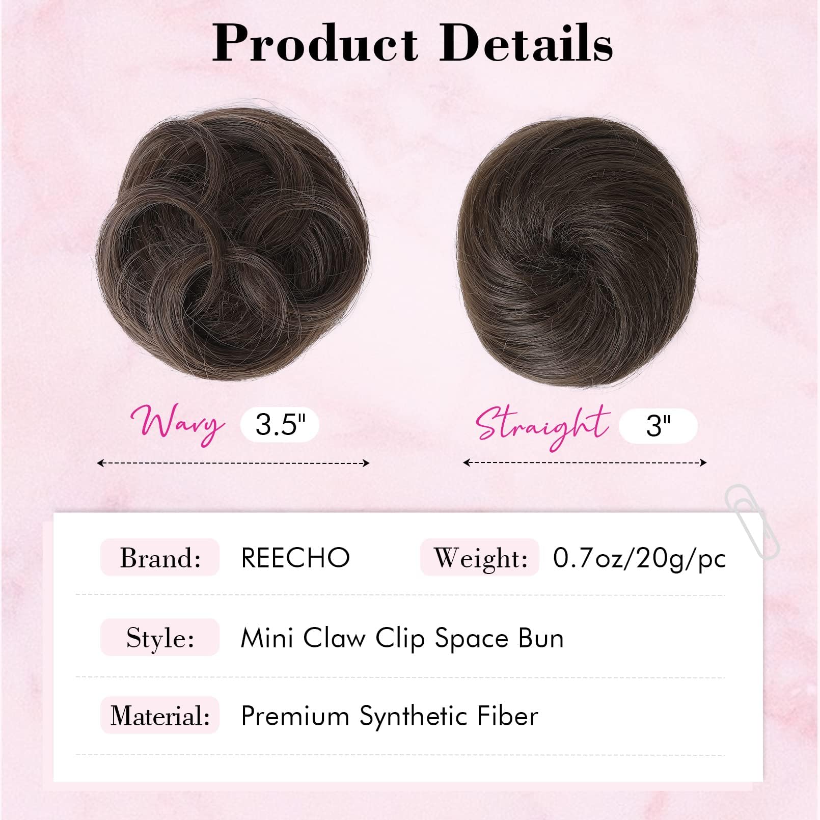 REECHO mini claw clip securing messy bun for quick styling benefit