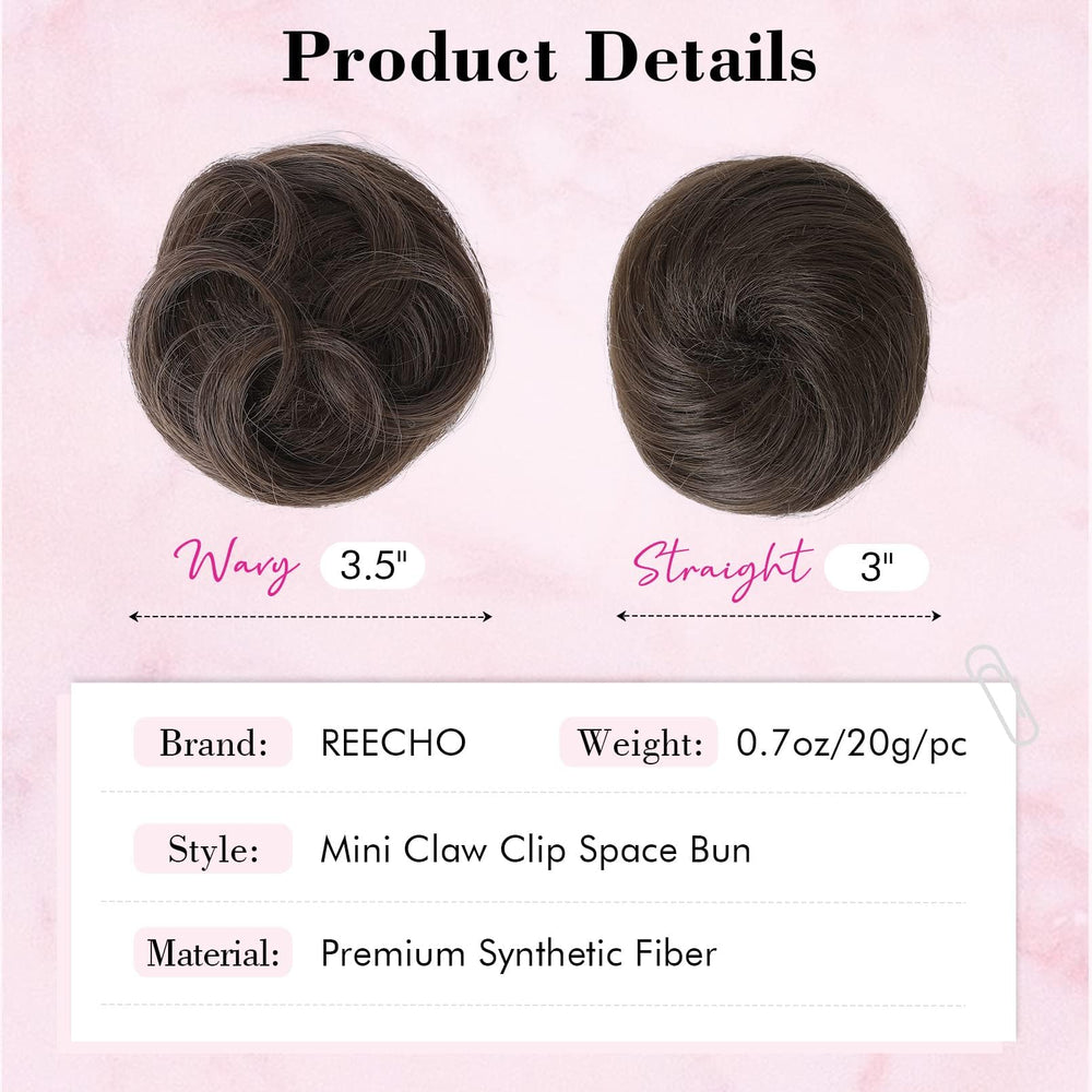 REECHO mini claw clip securing messy bun for quick styling benefit