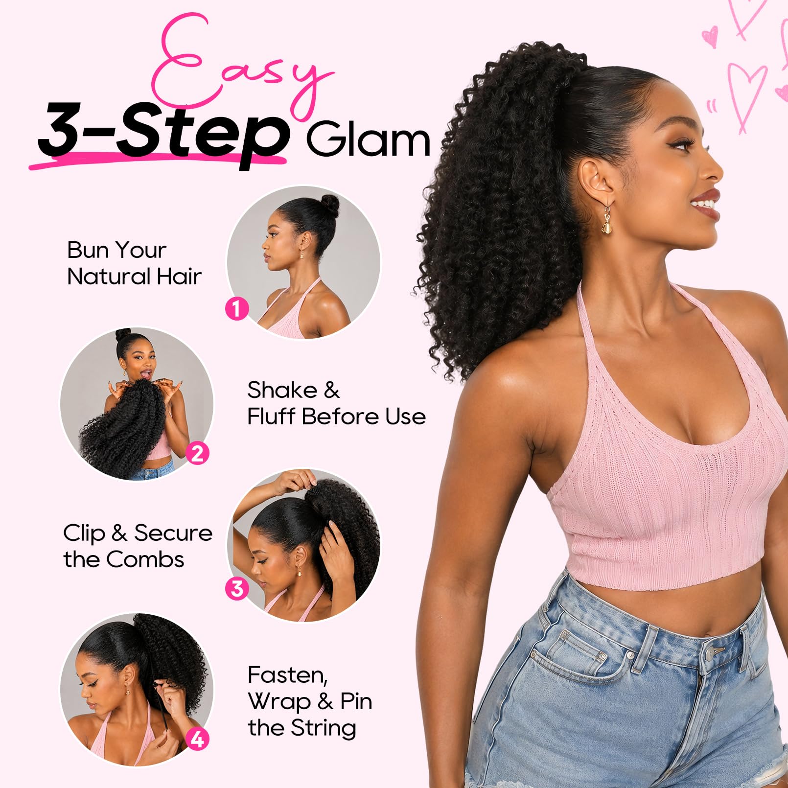 REECHO messy bun updo in natural black for polished everyday style