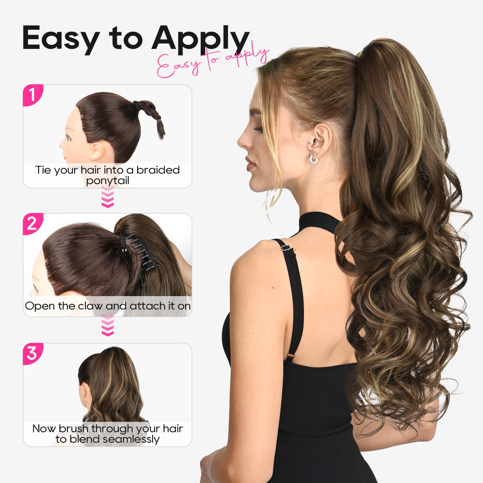 REECHO ponytail styled for evening wear demonstrating instant glam