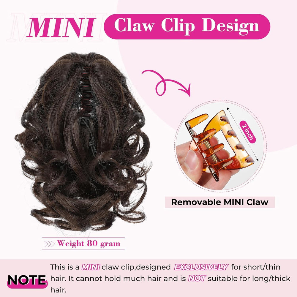REECHO ponytail beside a hand to show 9-inch scale and lightweight benefit