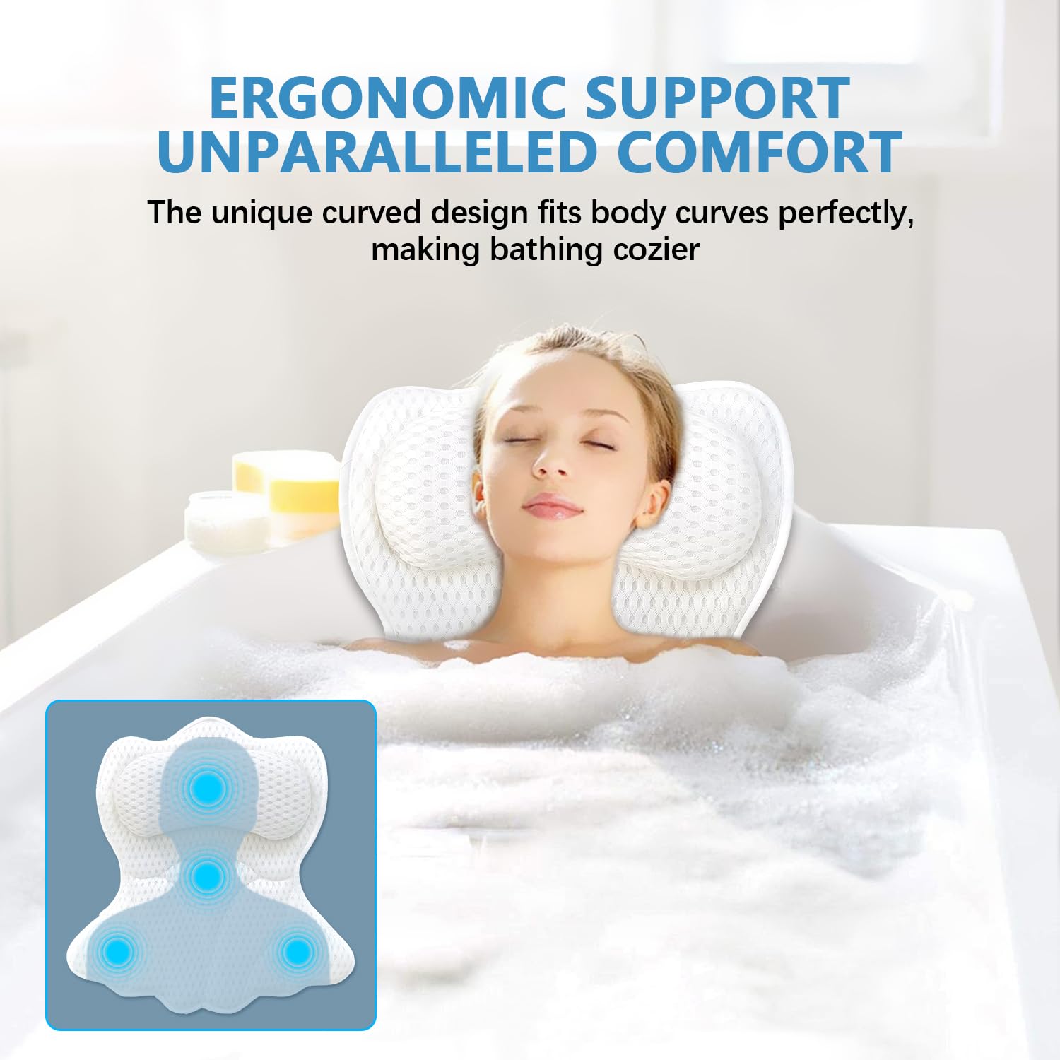 REEZEIVI close-up of six suction cups demonstrating secure tub grip