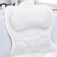 REEZEIVI front view of white bath pillow showing plush cushioning and comfort