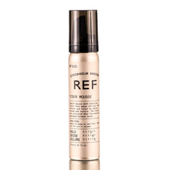 REF 345 Fiber Mousse front can showing label and size, highlights portability