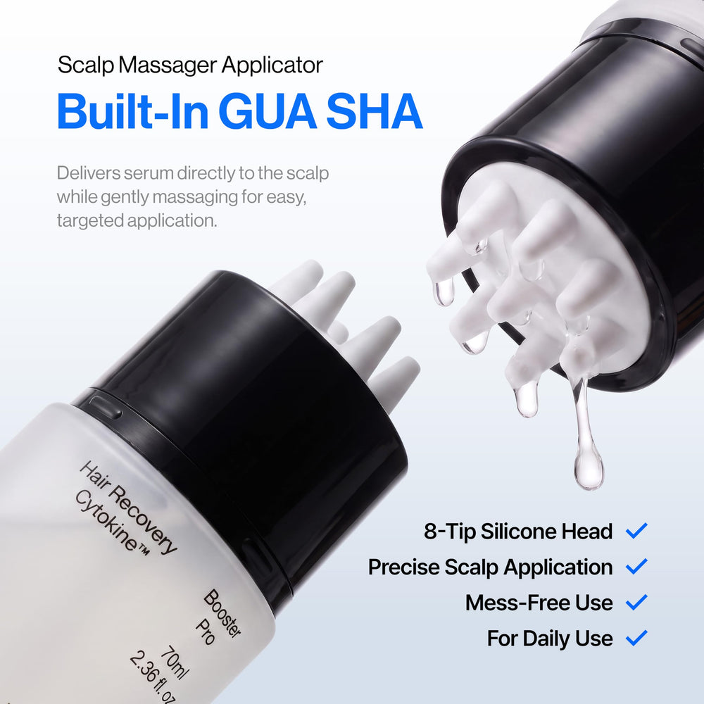 Refilled applying serum to scalp demonstrating targeted application and improved absorption