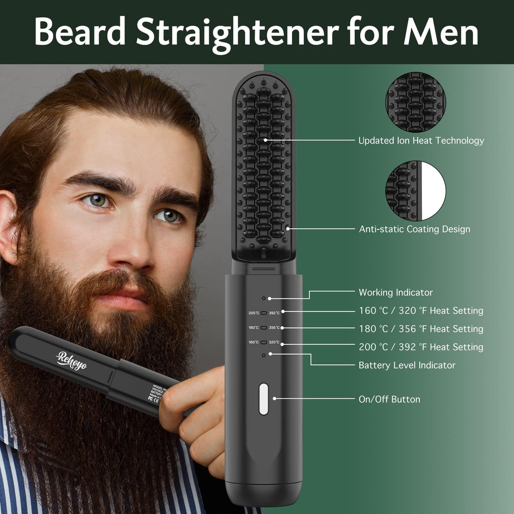 REHOYO styling a beard to demonstrate quick detangling and smoothing benefit