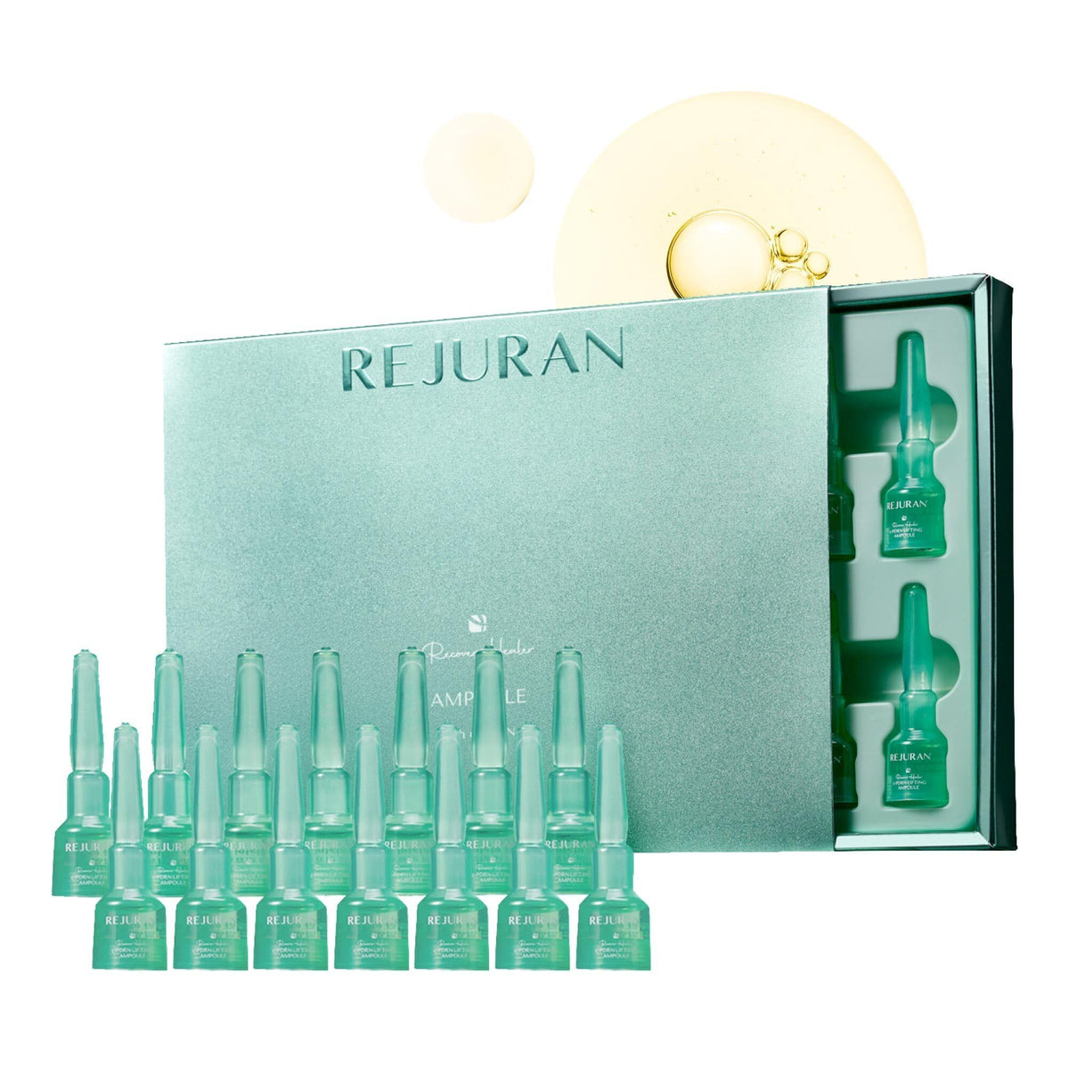 REJURAN ampoule front packaging showing product benefits and compact box