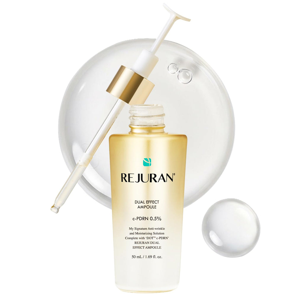 REJURAN front packaging showing ampoule bottle and clear benefits