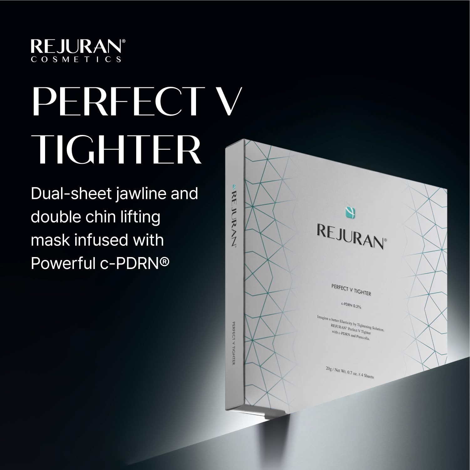 REJURAN mask applied on jawline demonstrating secure dual-sheet fit