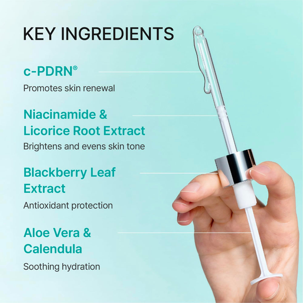 REJURAN bottle next to ruler illustrating 1.69 fl oz size and travel-friendly benefit