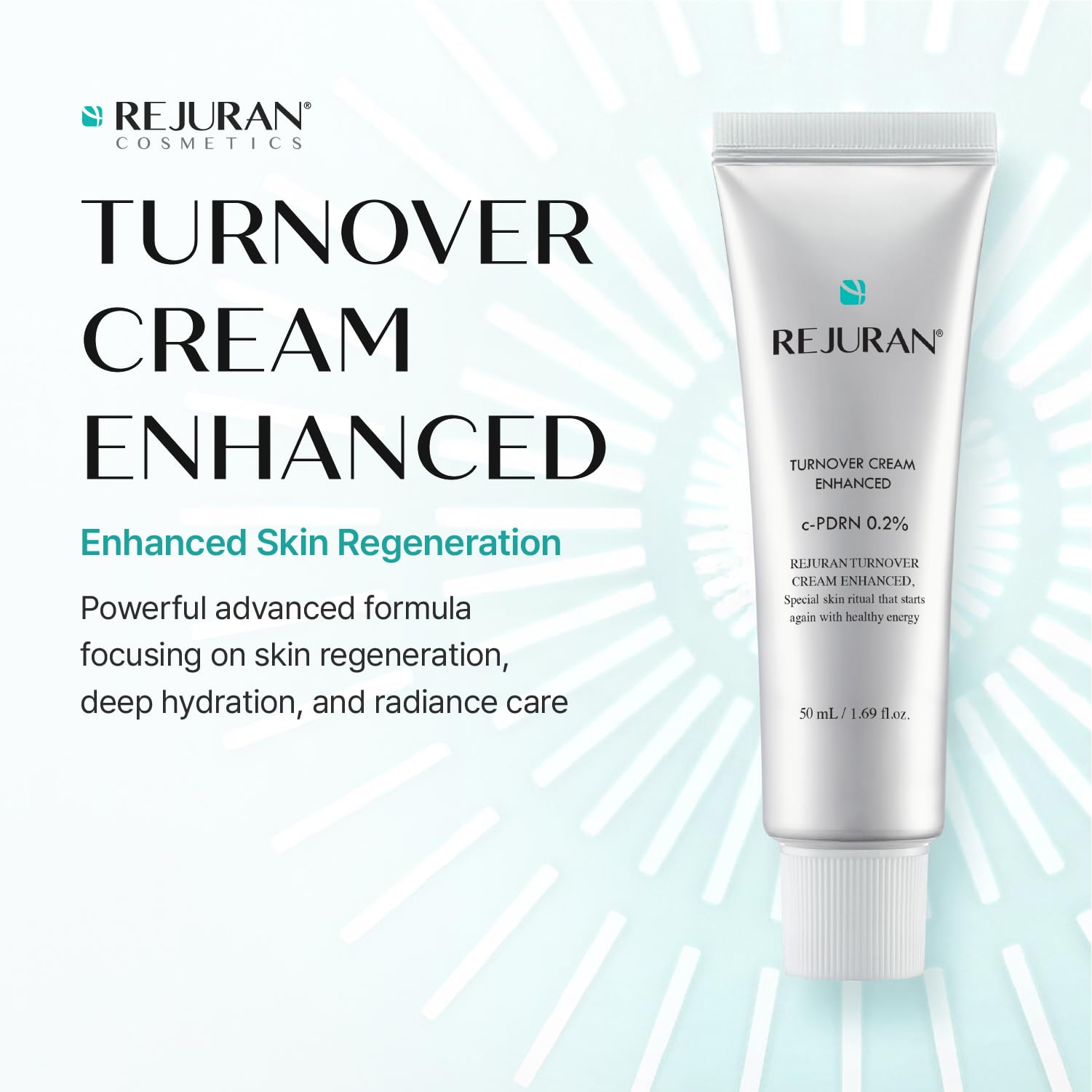 REJURAN cream texture swatch highlighting lightweight hydration and fast absorption