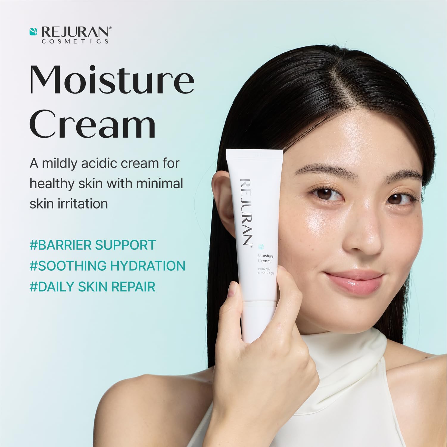 REJURAN close-up of cream texture reveals lightweight, fast-absorbing hydration