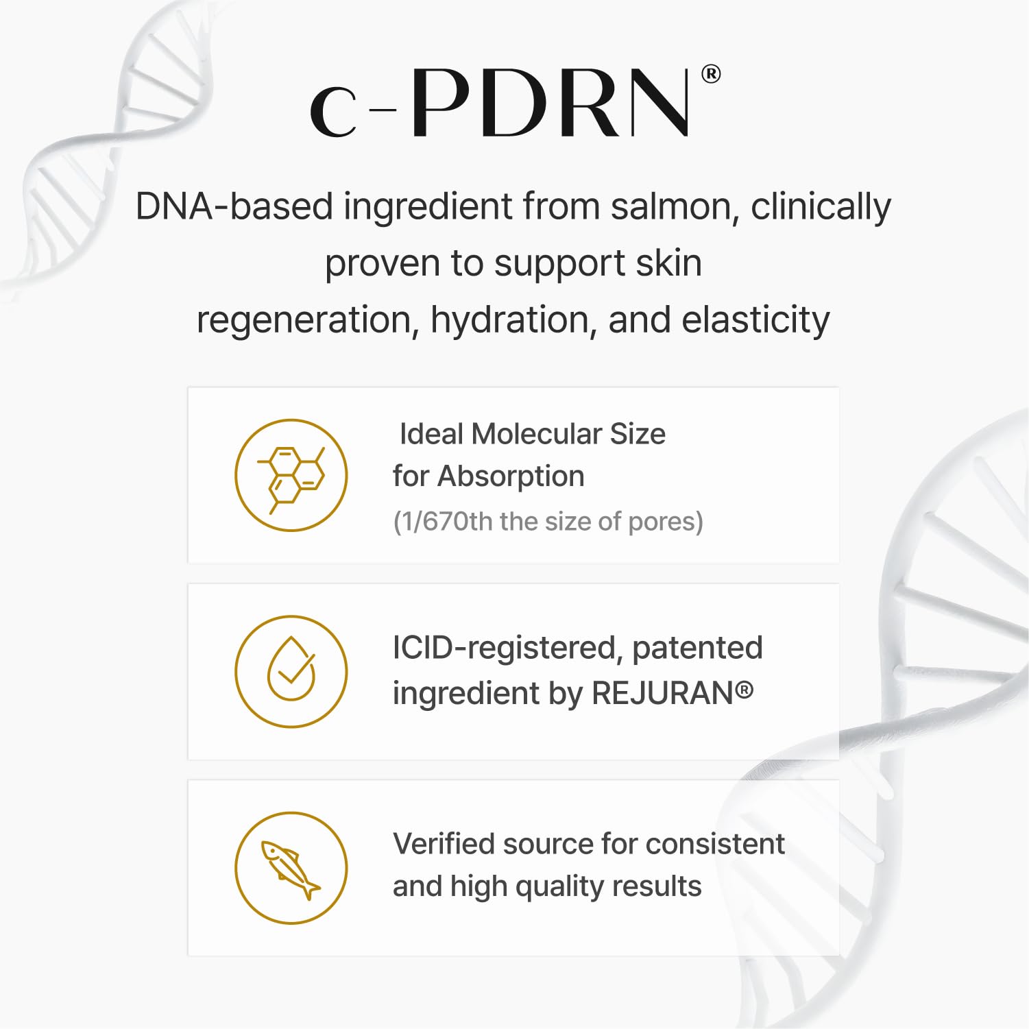 REJURAN ingredient label detail emphasizing DOT c-PDRN and collagen support