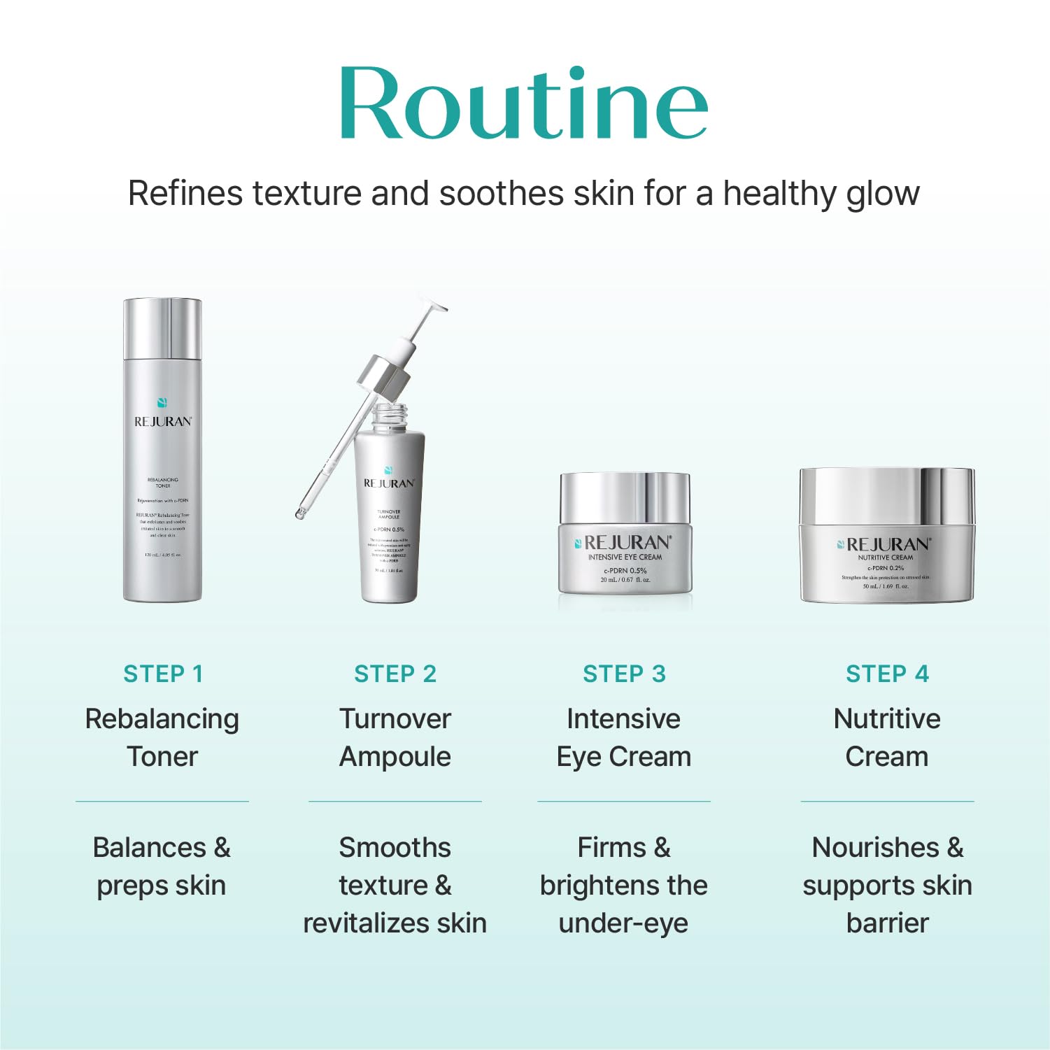 REJURAN jar on bathroom shelf lifestyle suggesting daily routine benefit