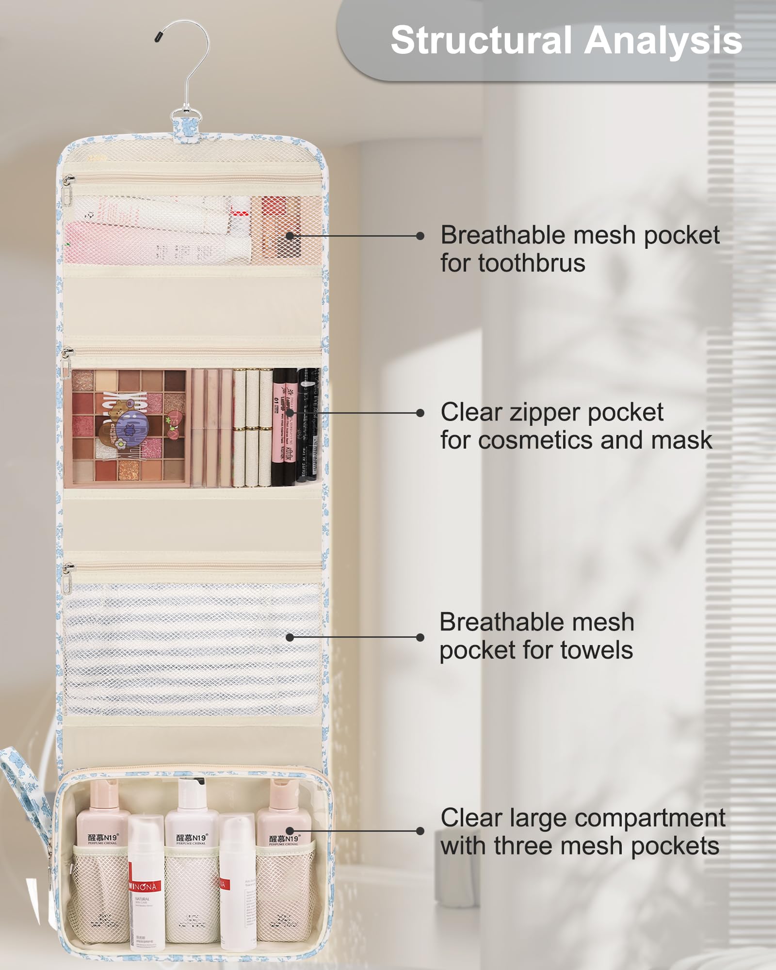 Relavel hanging on a bathroom towel rail for easy access