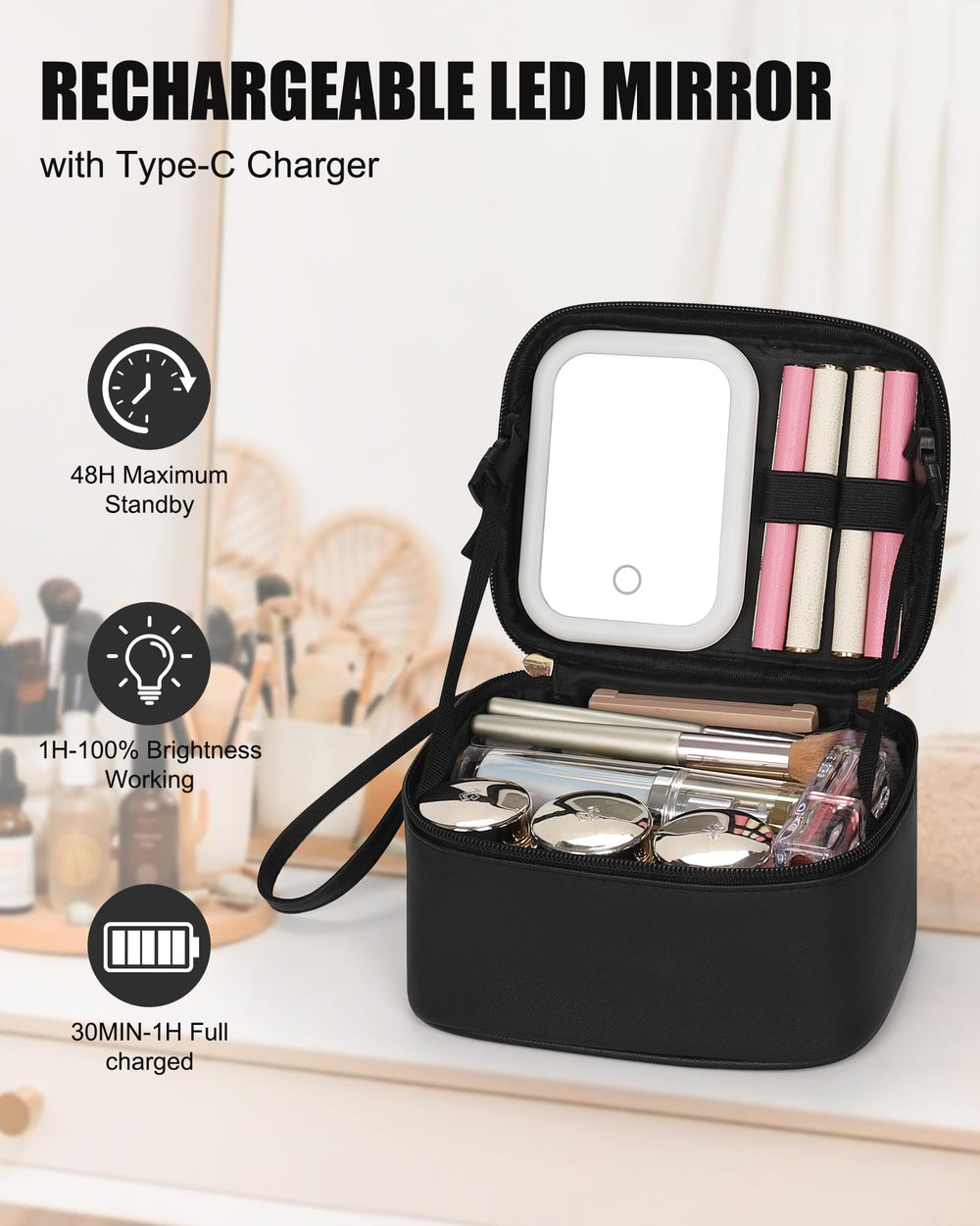 Relavel inside a handbag lifestyle scene showing easy everyday portability