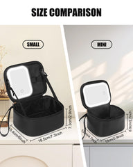 Relavel open pouch with LED mirror illuminated for clear makeup application