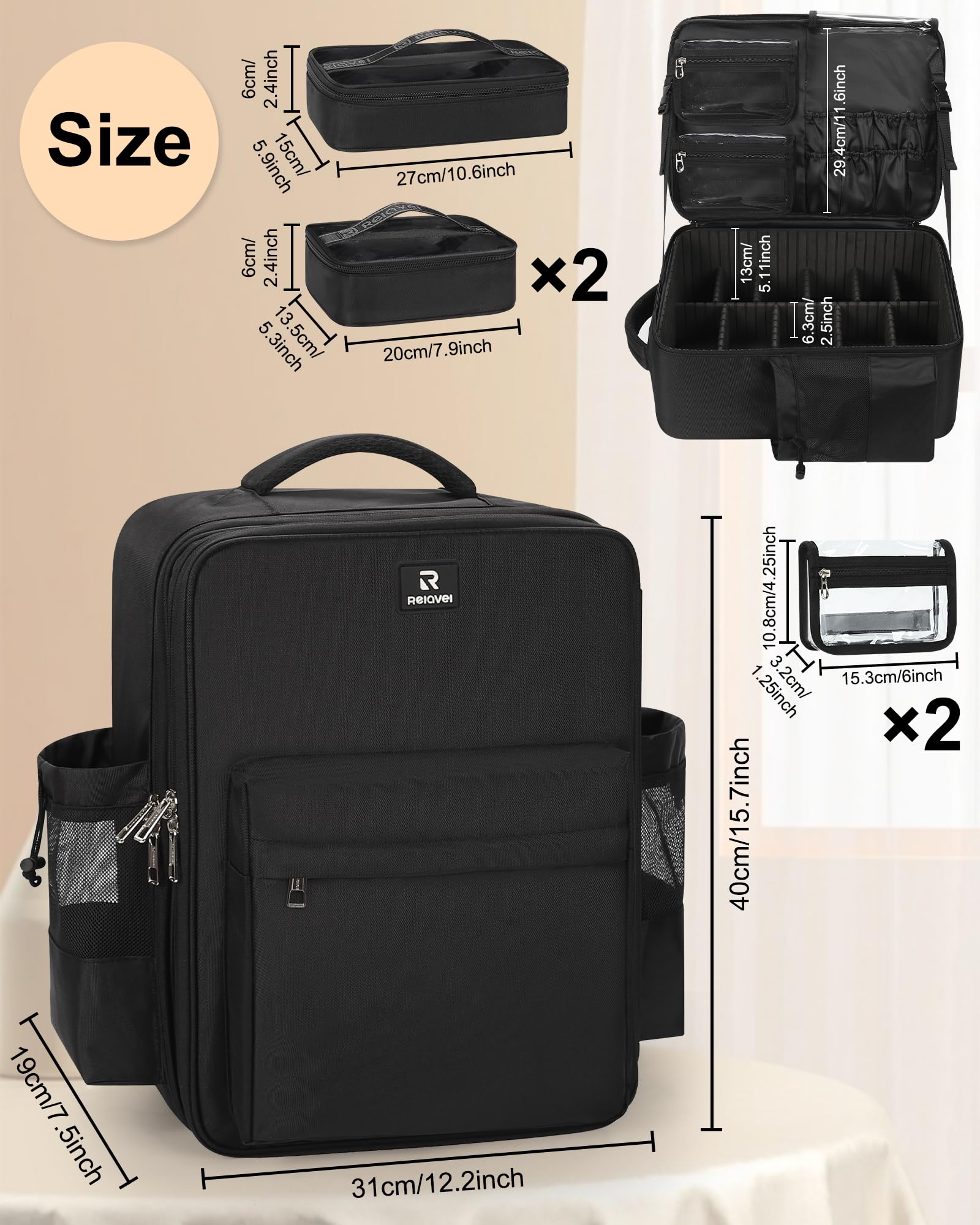 Relavel expandable side pocket holding bottles securely during travel