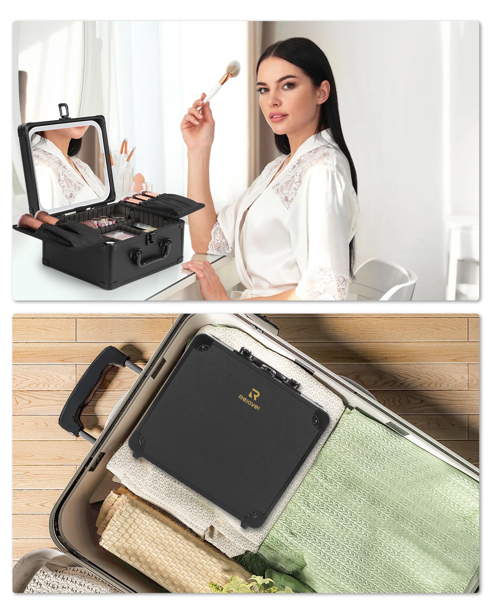 Relavel held in hand for scale highlighting compact size for carry-on friendly storage