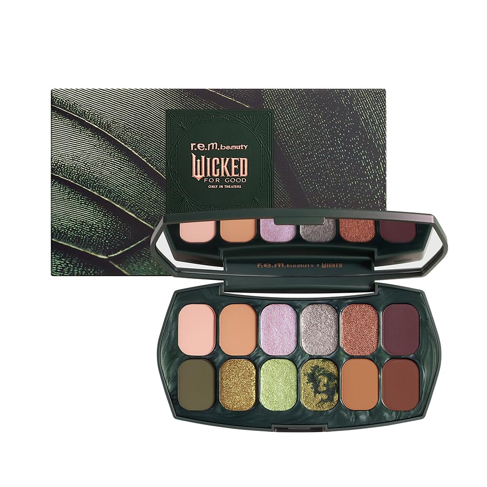r.e.m. beauty palette front view showing 12 shades and vibrant color payoff