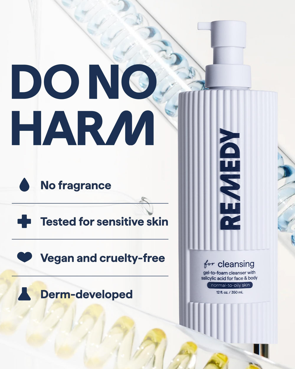 Remedy Science clinical-style workbench conveying dermatologist-formulated trust