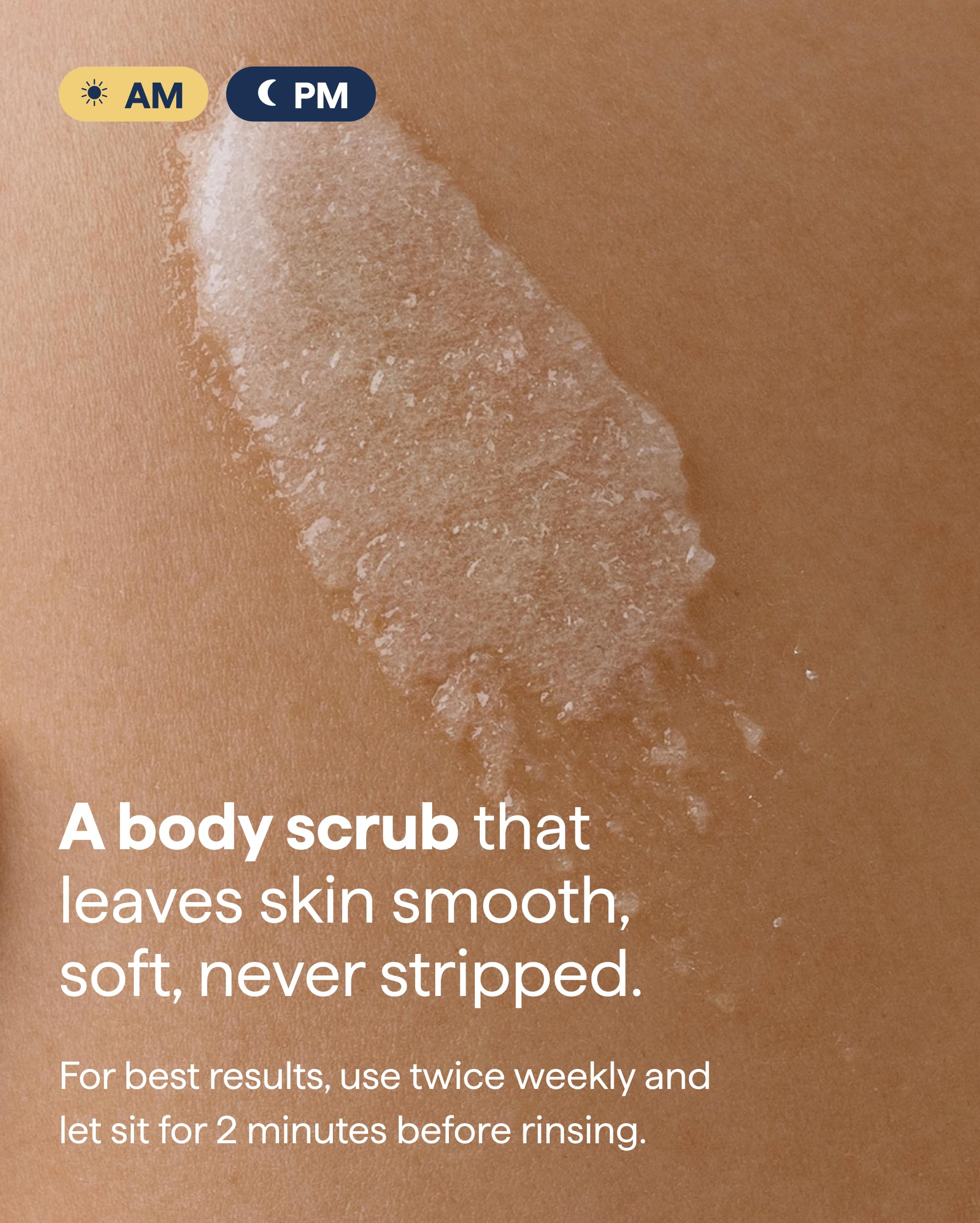 Remedy Science scrub being applied in shower to smooth bumpy skin safely