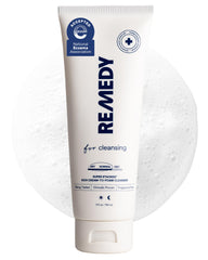 Remedy Science front bottle showing cleanser and easy dispensing benefit