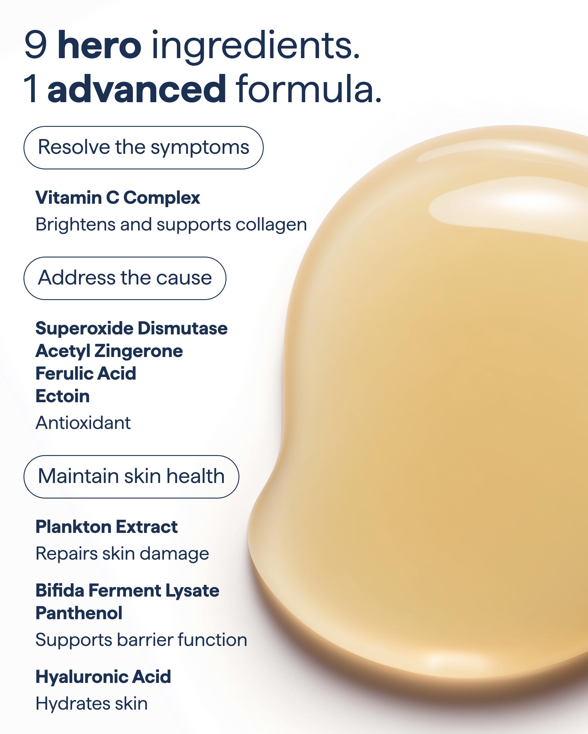 Remedy Science serum on hand illustrating spreadability and quick absorption benefit